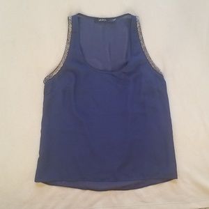 Navy Blue Top with Silver Beading size Small